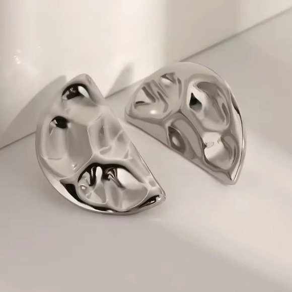 Silver Bean Stainless Steel Waterproof Earrings - Picture 4 of 6